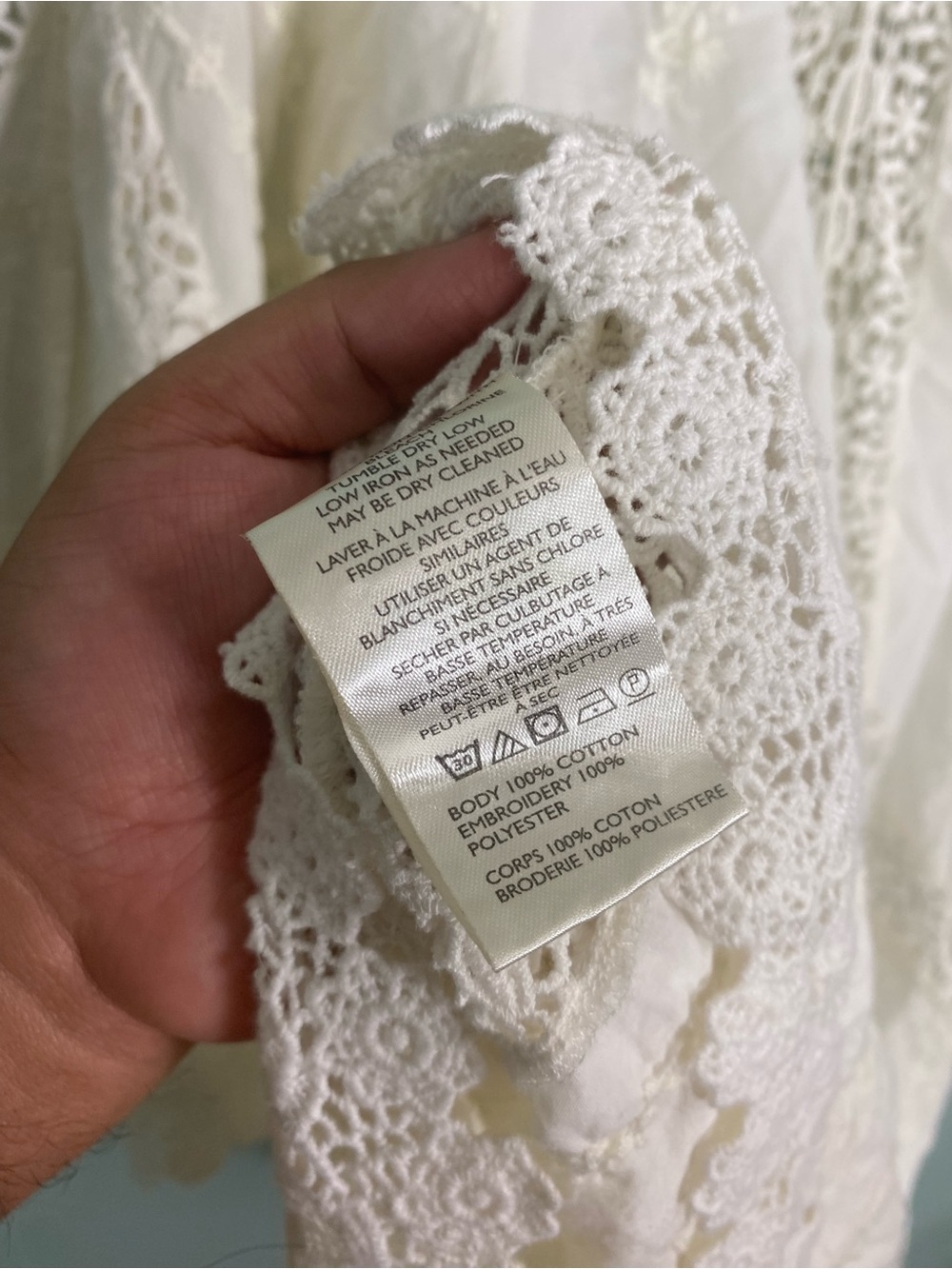 Free People Wildflower Muse Embroidered Lace Mini Dress Ivory Large - Picture 7 of 7